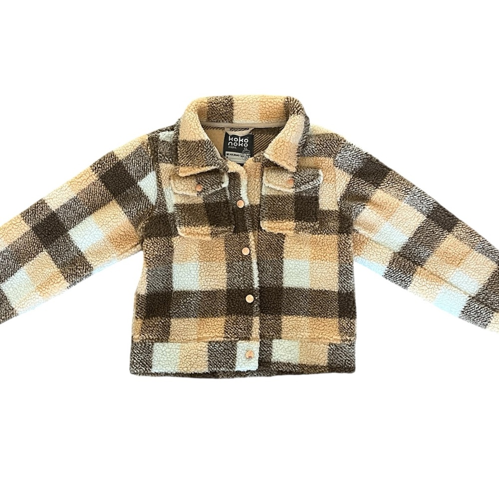 New w/o tags Kids Plaid Jacket - Brown, Cream, and white